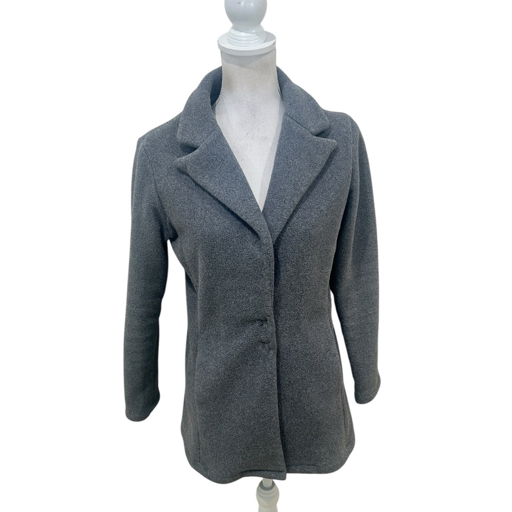 Dudley Stephens Gray fleece Pea Coat notched collar snap closure size medium